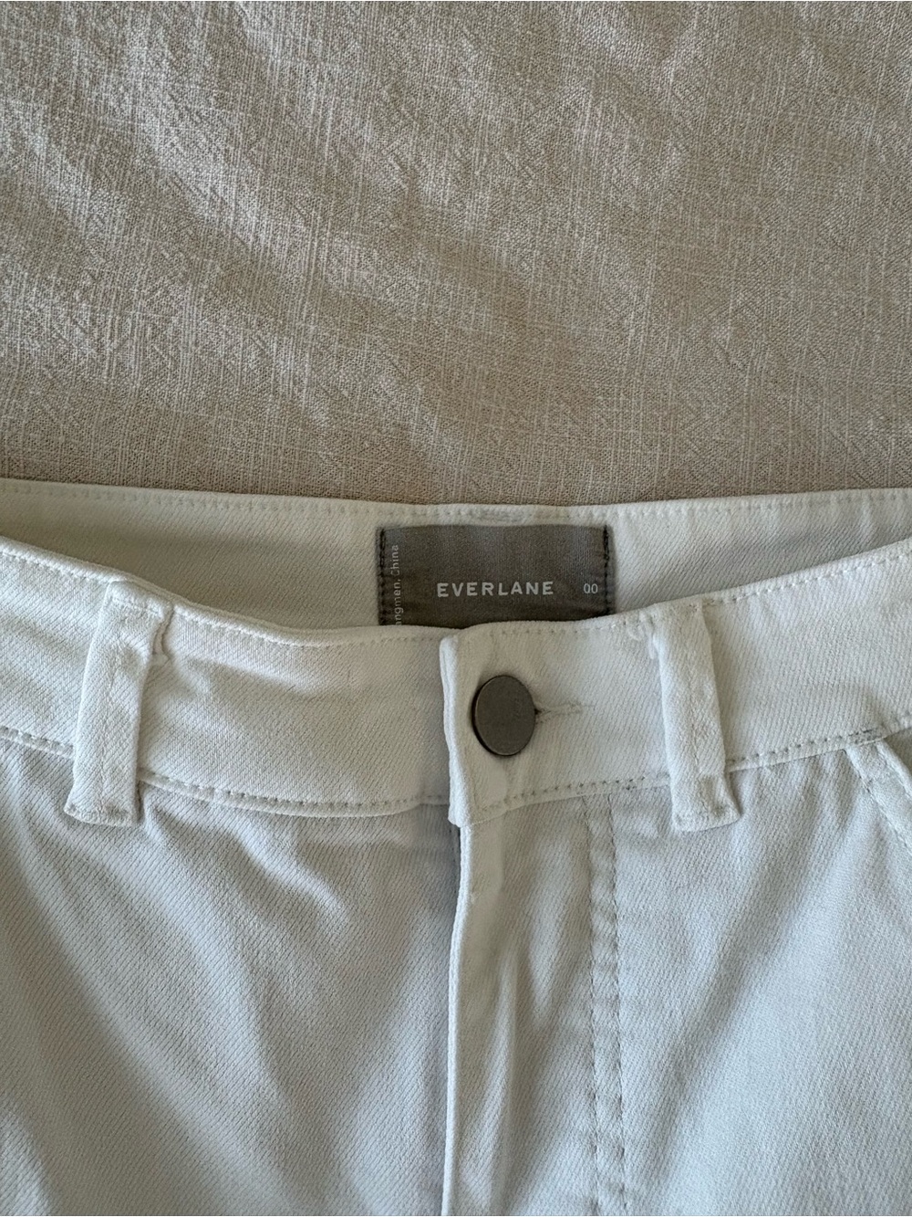 Everlane High-Rise Cropped White Straight Pants